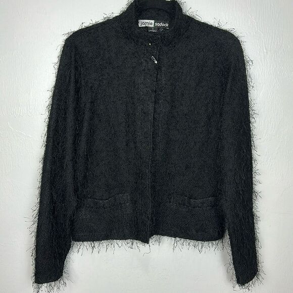 Jamie Sadock Fuzzy Button Closure Cardigan Sweater With Pockets In Black Size M - Picture 1 of 9
